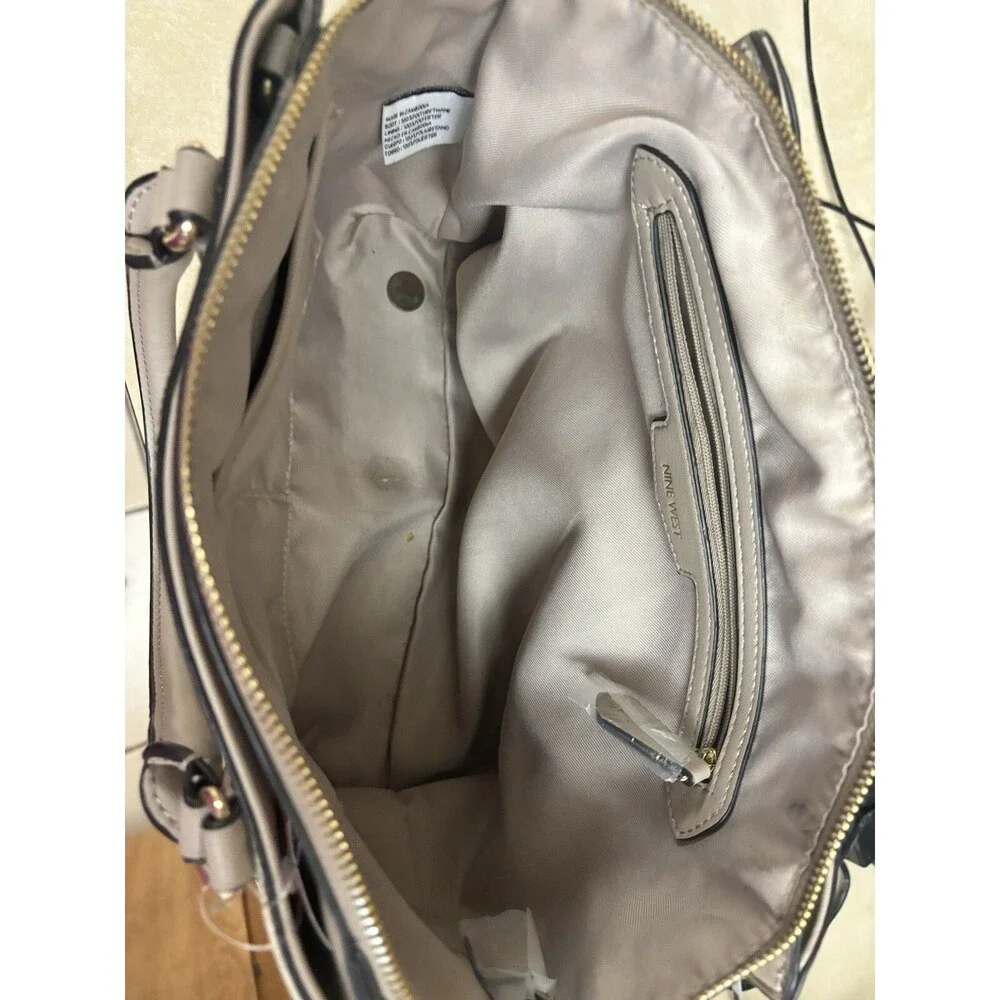 nine west paisley jet set satchel handbag (snakeskin & taupe)